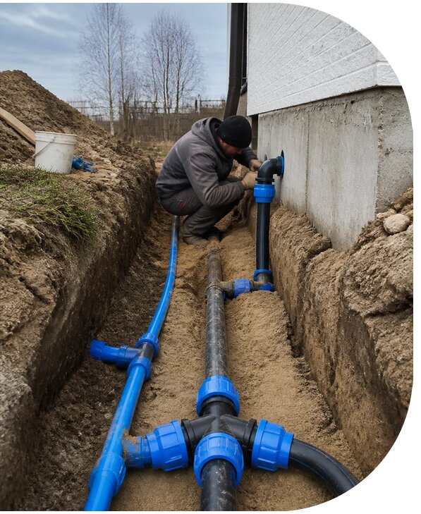 Монтаж наружного водопровода на участке под ключ в Апшеронске